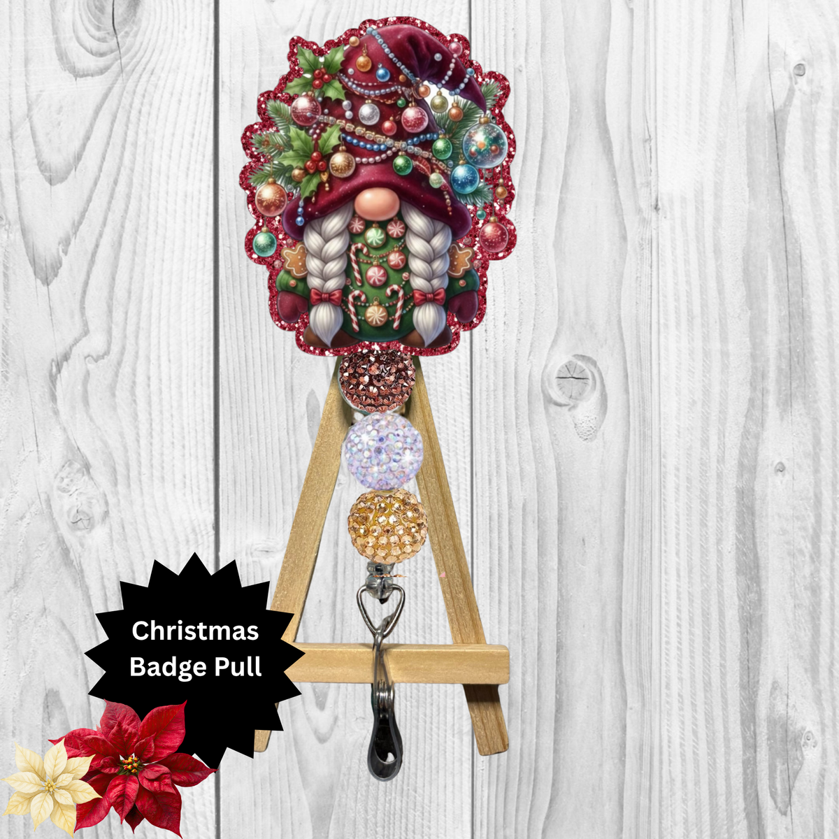 Christmas Light Gnome Badge Pull TheCraftNook