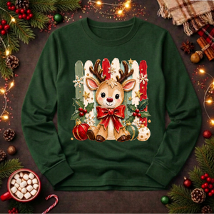 Holly Jolly reindeer Long Sleeve Tee TheCraftNook