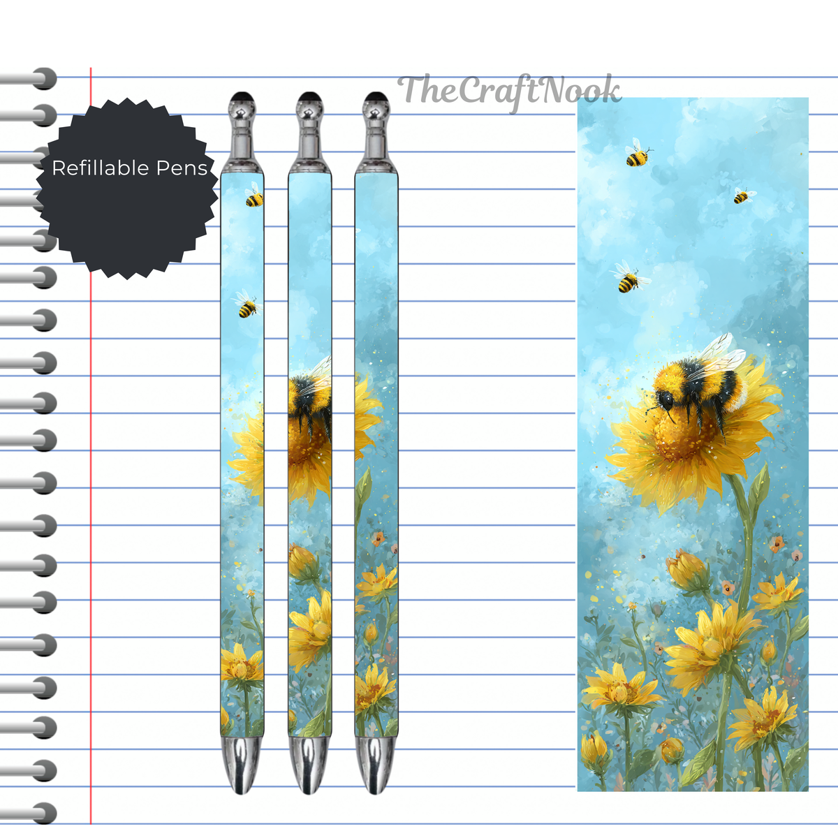 Refillable Pens, Honeybee Images. Bee happy while you write. Multiple options and Images available TheCraftNook