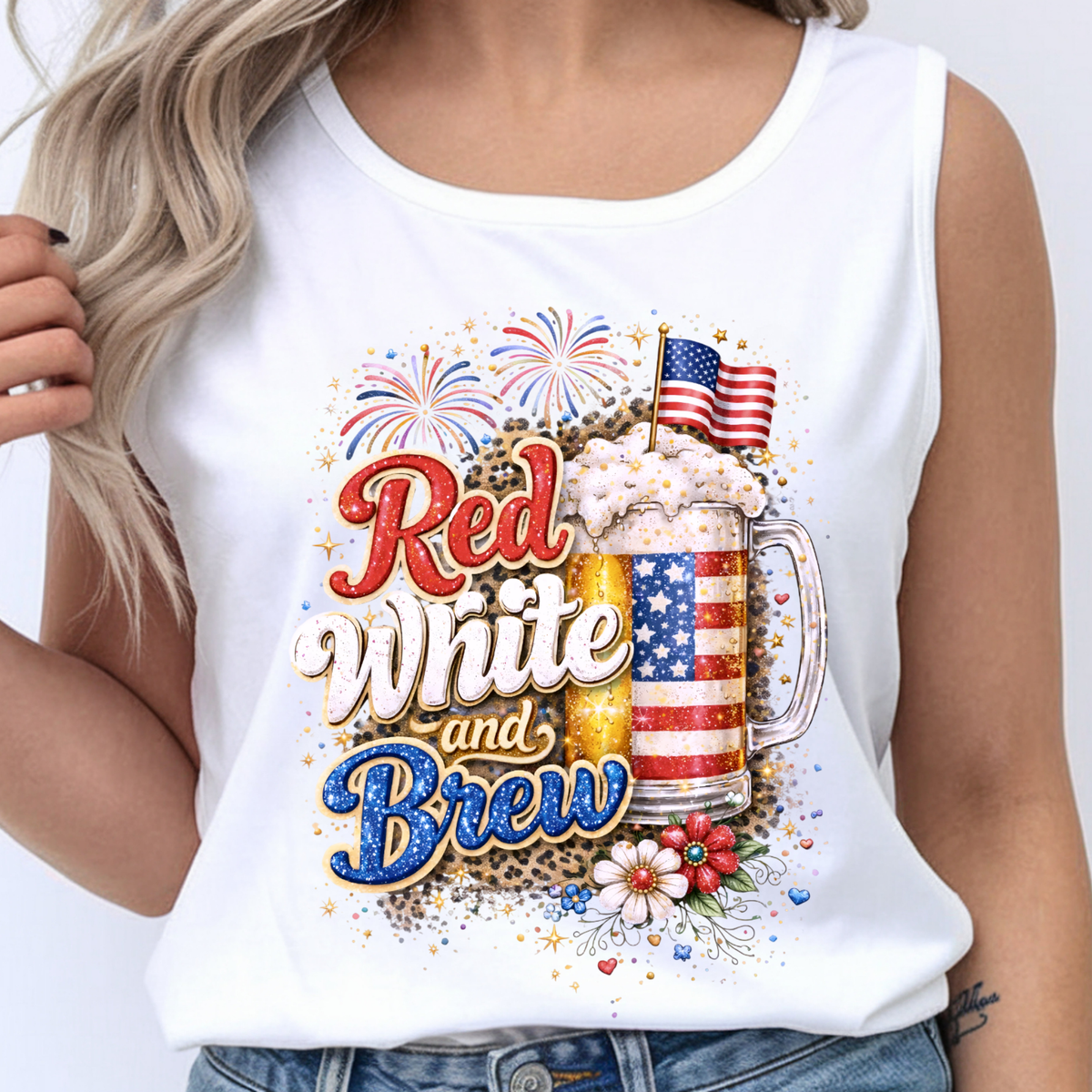 Red White and Brew Tank Top | Funny Patriotic Beer Shirt TheCraftNook
