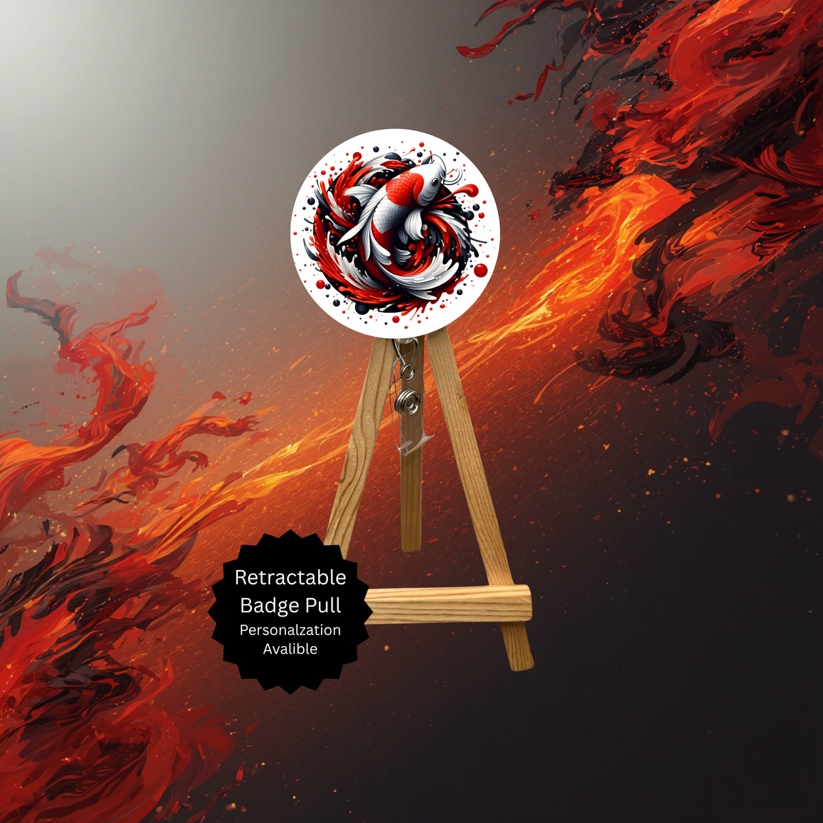Koi Fish Badge Pulls. Multiple Images Available. Add Beads or Shimmer Glitter Options. TheCraftNook