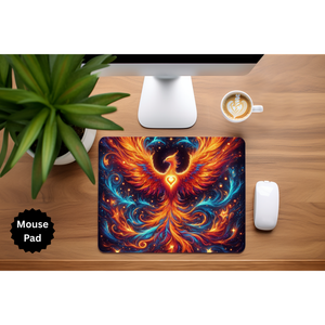 Phoenix Mouse Pad - Mythical Fire Bird Desk Accessory TheCraftNook