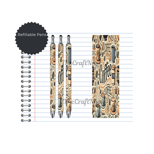 Caffeine & Creativity Refillable Pens, multiple options and Images available. TheCraftNook
