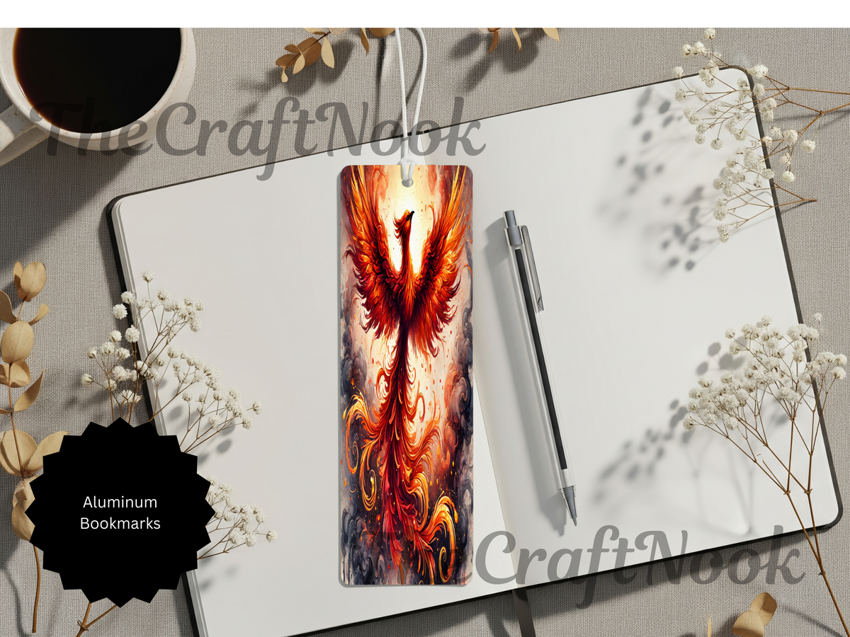 Phoenix Bookmarks - Handcrafted Metal Fire Bird Bookmarks with Beads & Glitter TheCraftNook