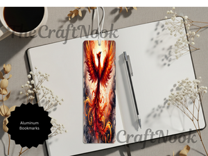 Phoenix Bookmarks - Handcrafted Metal Fire Bird Bookmarks with Beads & Glitter TheCraftNook