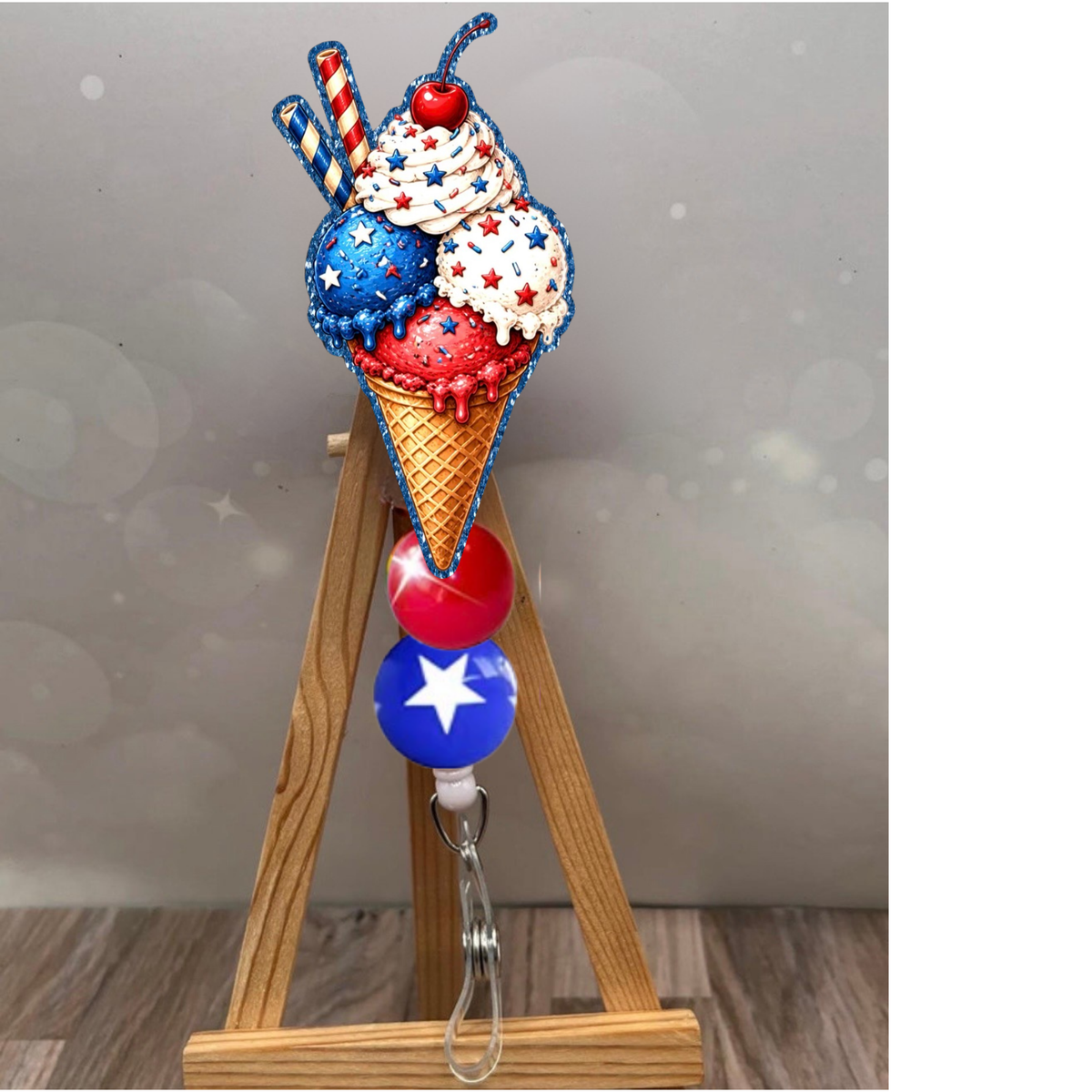 4th of July Ice Cream Badge Pull TheCraftNook