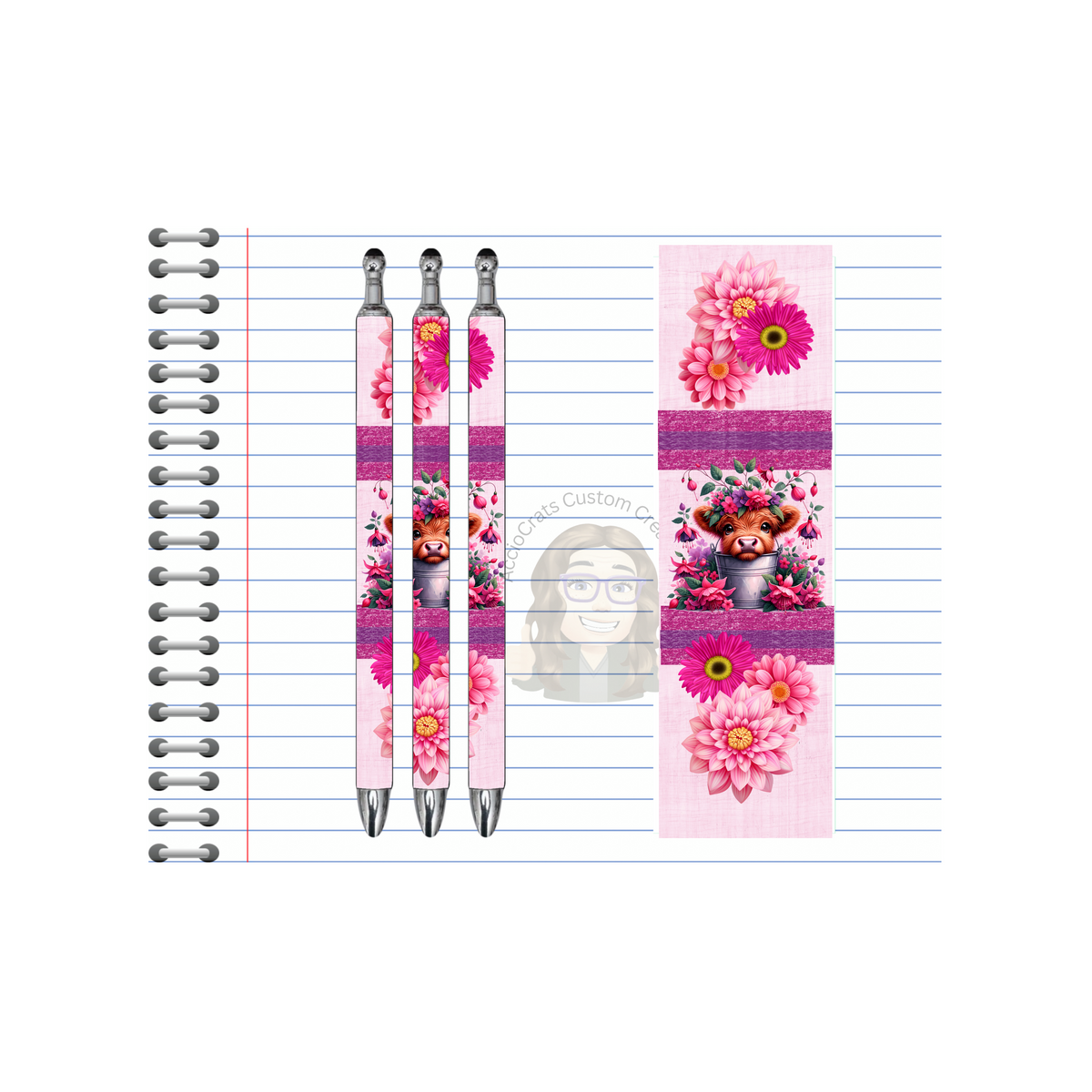 Refillable Pens, Highland Cow Images.  Cute notes start here. Multiple options and Images available. TheCraftNook