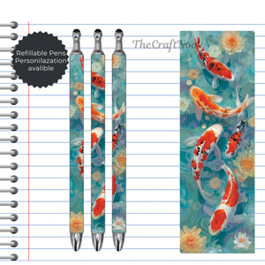 Koi Fish Refillable Pens, multiple options and Images available. TheCraftNook