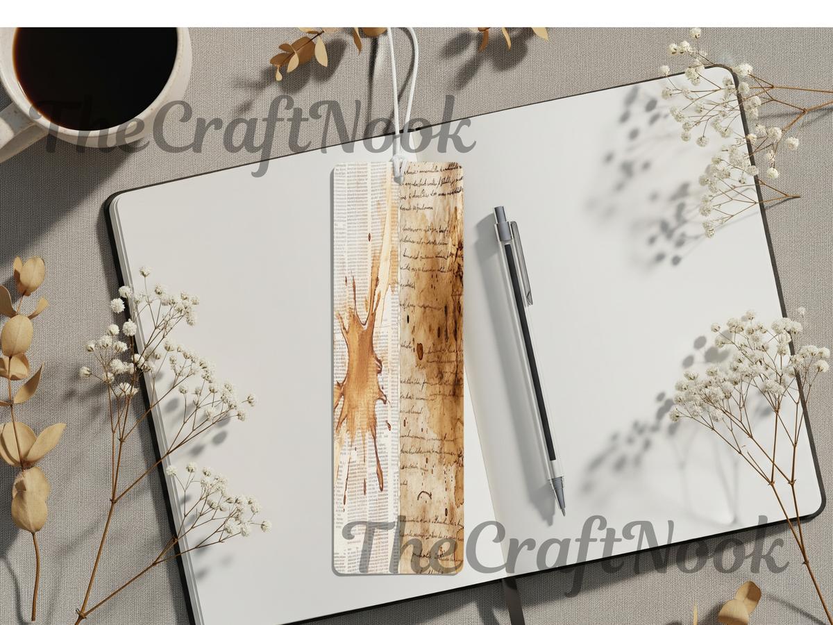 Caffeine & Chapters Bookmark. Aluminum Metal Bookmarks TheCraftNook