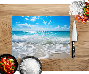 Beach Vibes Glass cutting boards. Multiple images Available. TheCraftNook