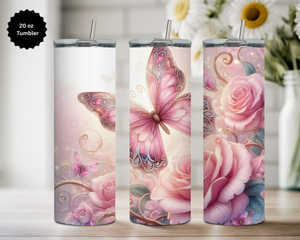 Butterfly 20 oz Stainless-Steel Tumblers. Multiple Sizes and Images Available. TheCraftNook