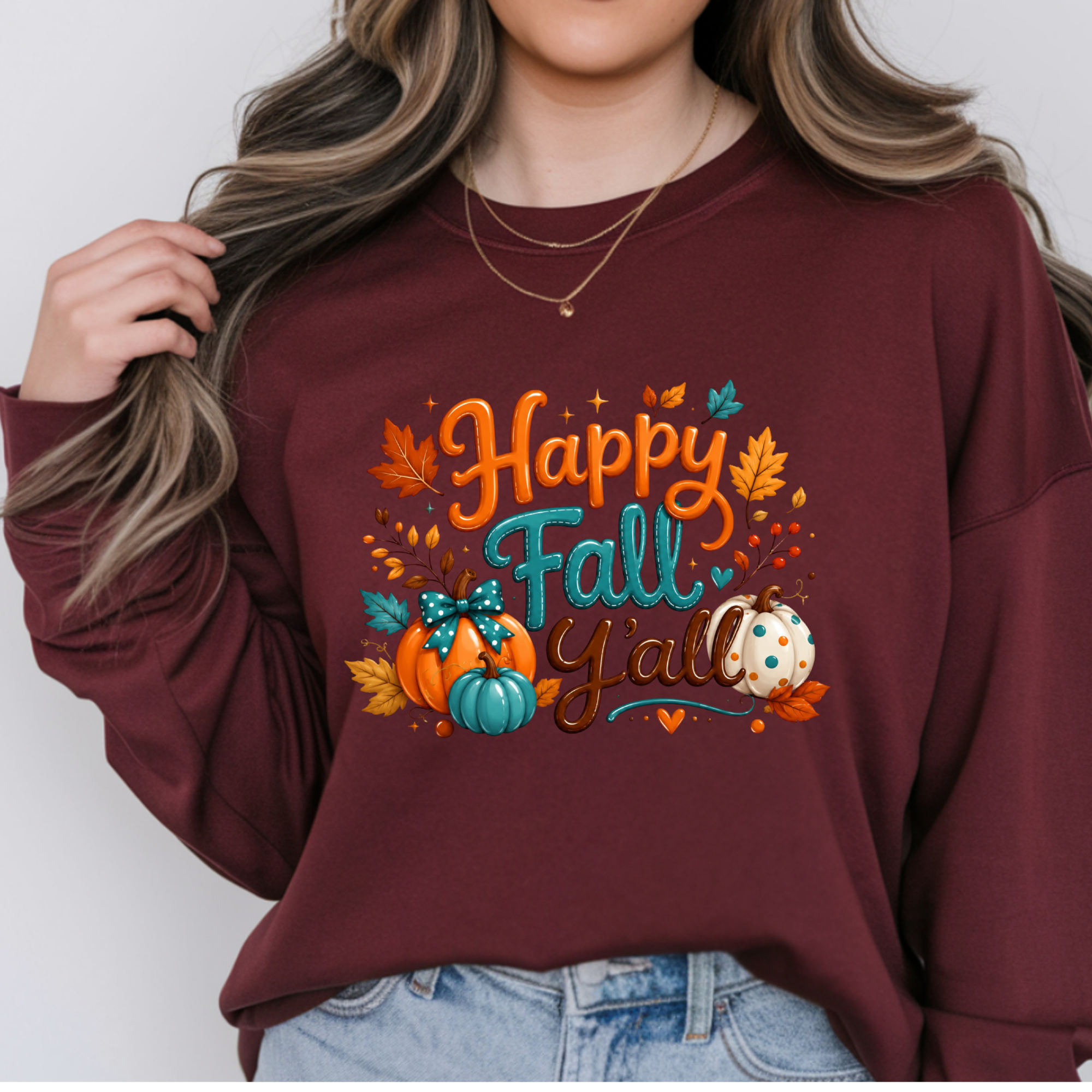 Happy Fall Y'all Sweatshirt | Cozy Fleece Crew