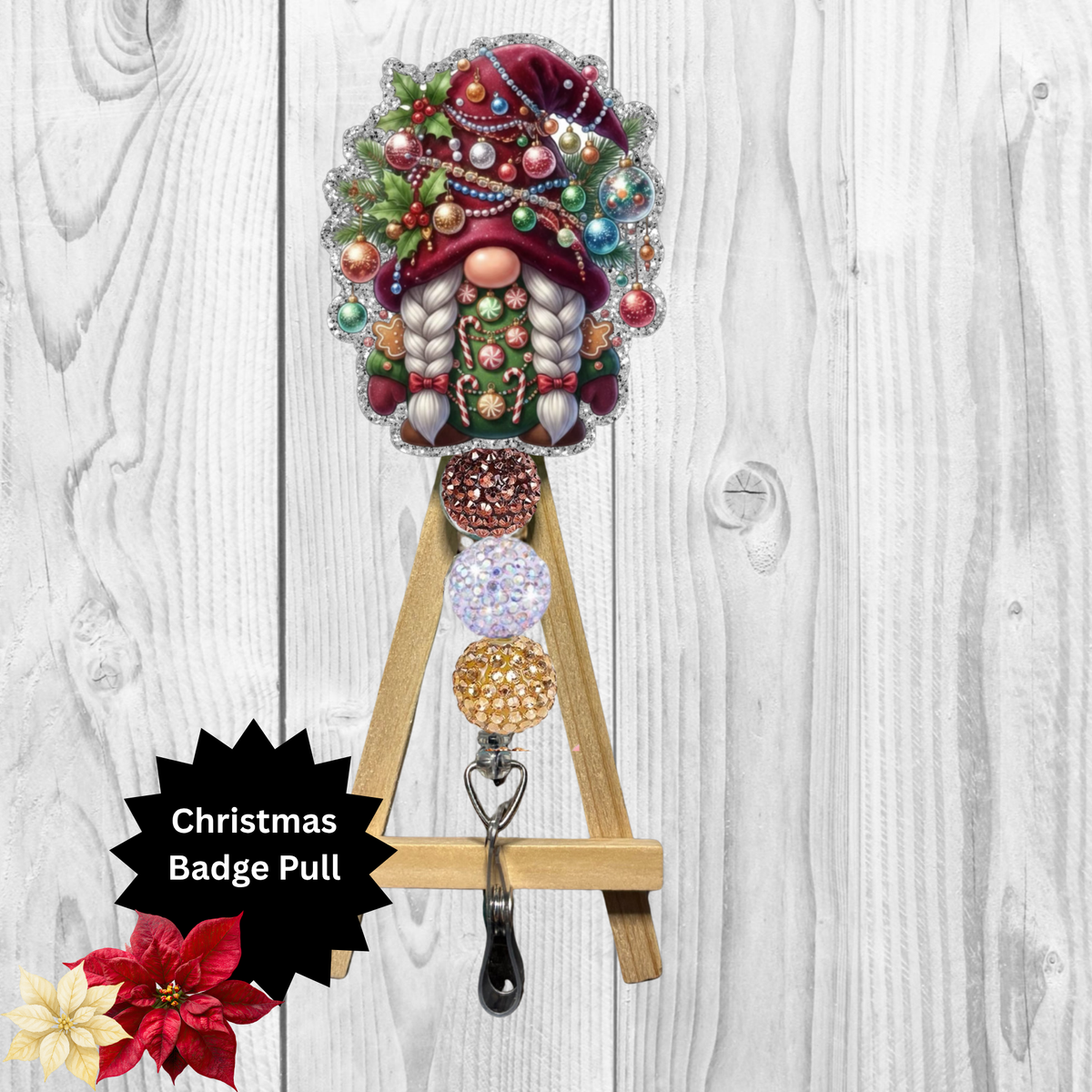 Christmas Light Gnome Badge Pull TheCraftNook