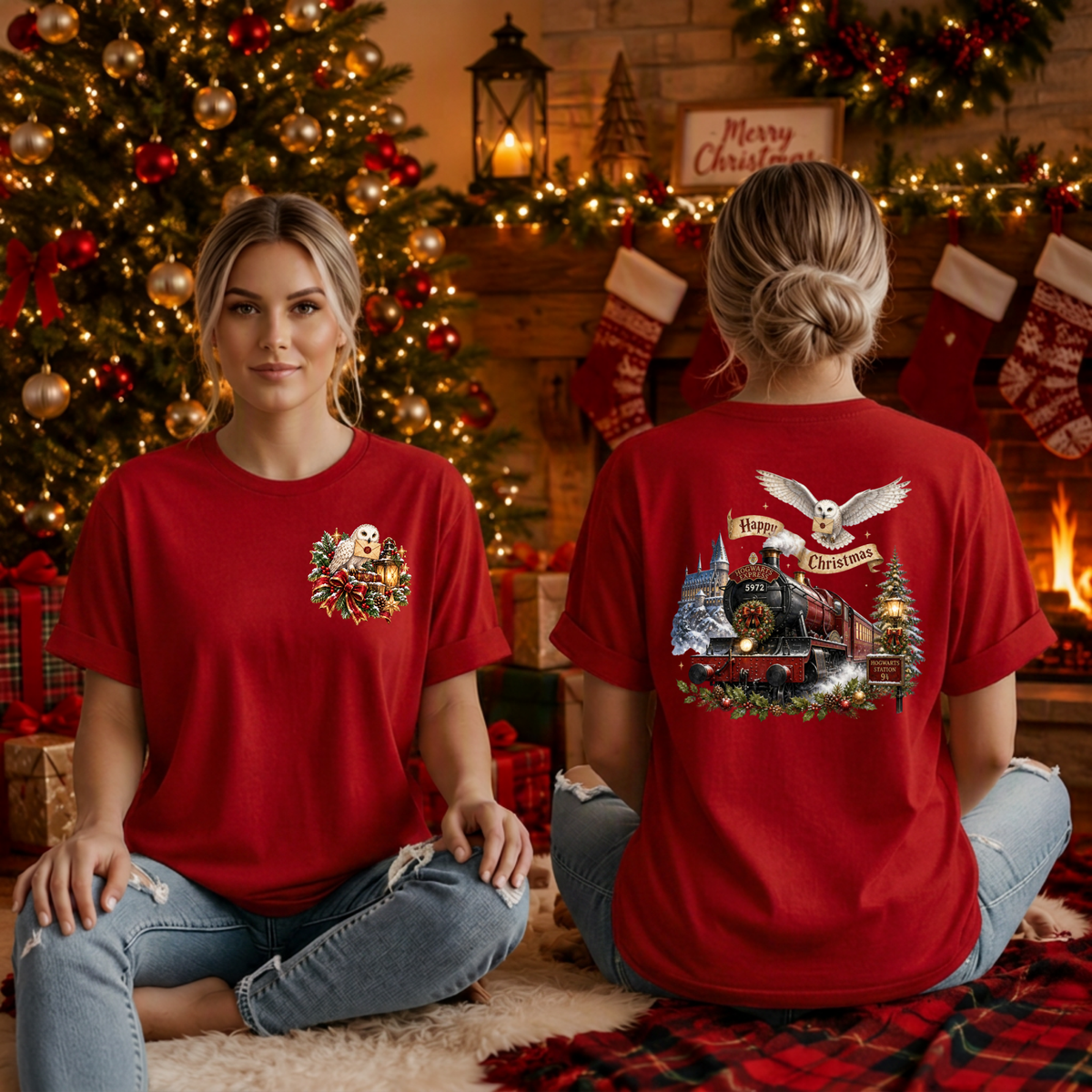 Happy Christmas Express T-Shirt Packet and Back graphics TheCraftNook