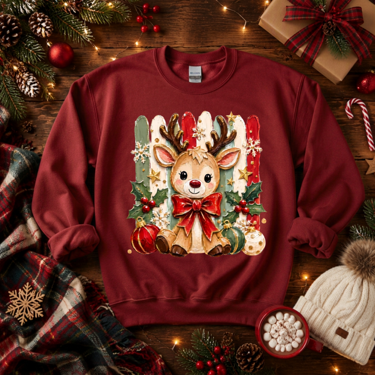 Holly Jolly Reindeer Sweatshirt TheCraftNook