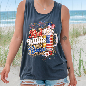Red White and Brew Tank Top | Funny Patriotic Beer Shirt TheCraftNook
