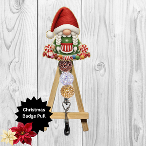 Faux Crochet Christmas Gnome Badge Pull TheCraftNook