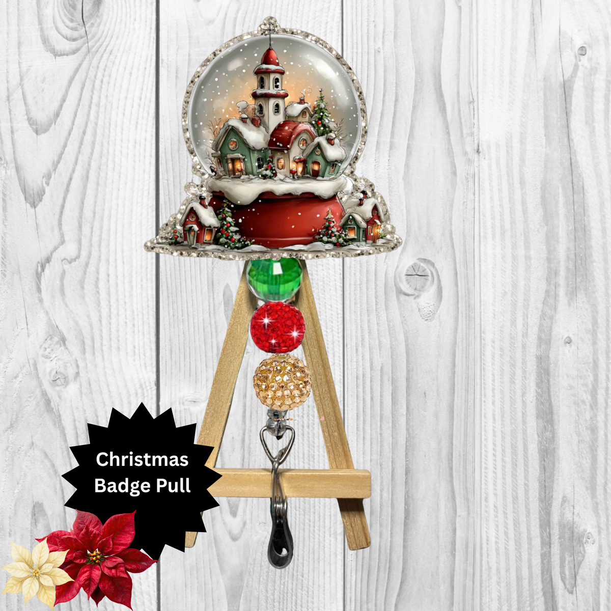 Snow Globe Glitter Badge Pull | Badge Reel TheCraftNook