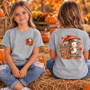 Kids Hello Fall Hedgehog Pocket and Back Graphics TheCraftNook