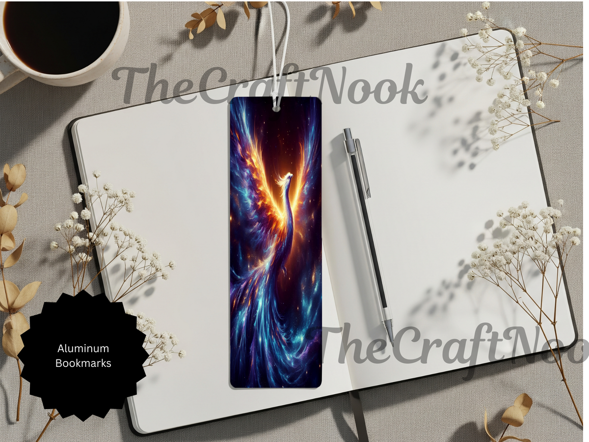 Phoenix Bookmarks - Handcrafted Metal Fire Bird Bookmarks with Beads & Glitter TheCraftNook