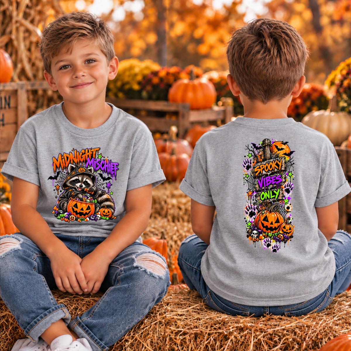 Kids Midnight Mischief Front and back graphics TheCraftNook