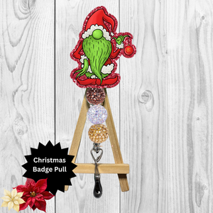 Grinch Gnome Badge Pull TheCraftNook