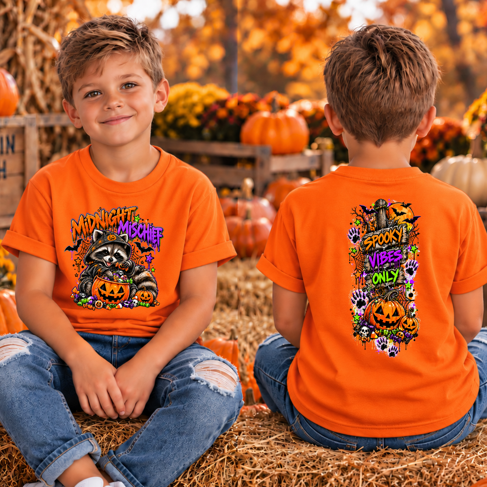 Kids Midnight Mischief Front and back graphics TheCraftNook