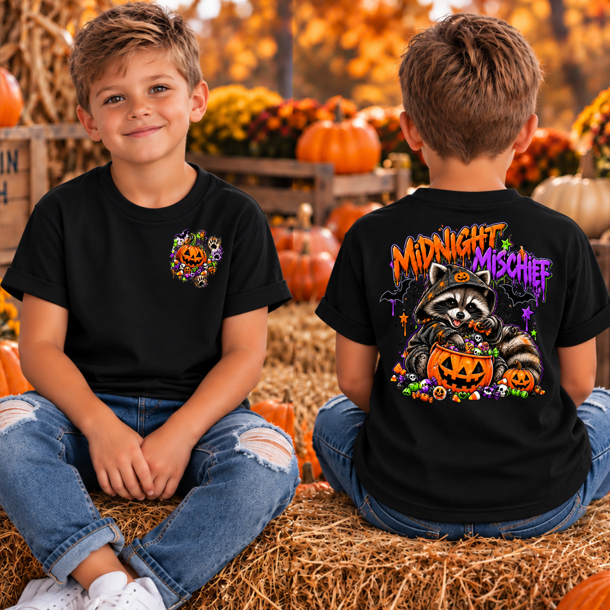 Kids Midnight Mischief Pocket and Back Graphics TheCraftNook
