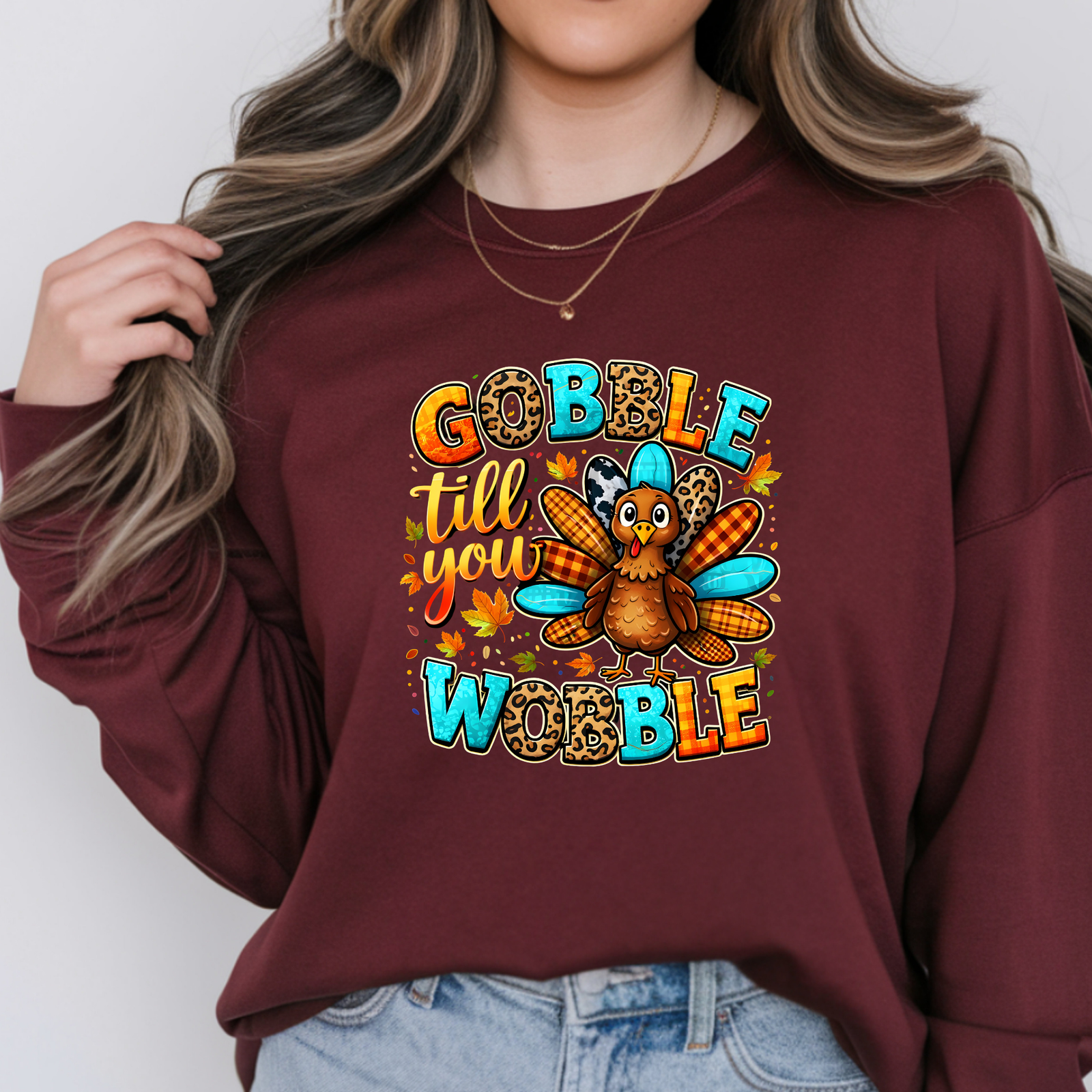 Gobble Thanksgiving Graphic Long Sleeve Tee TheCraftNook