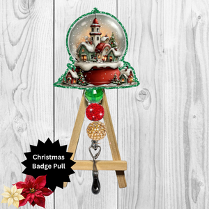 Snow Globe Glitter Badge Pull | Badge Reel TheCraftNook