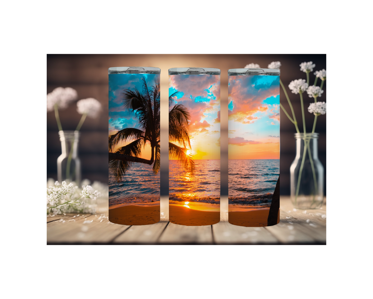 20 oz Beach Bliss Stainless Steel Tumblers, Multiple images to Choose from. TheCraftNook