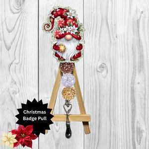 Cute Poinsettia Gnome Badge Pulls TheCraftNook