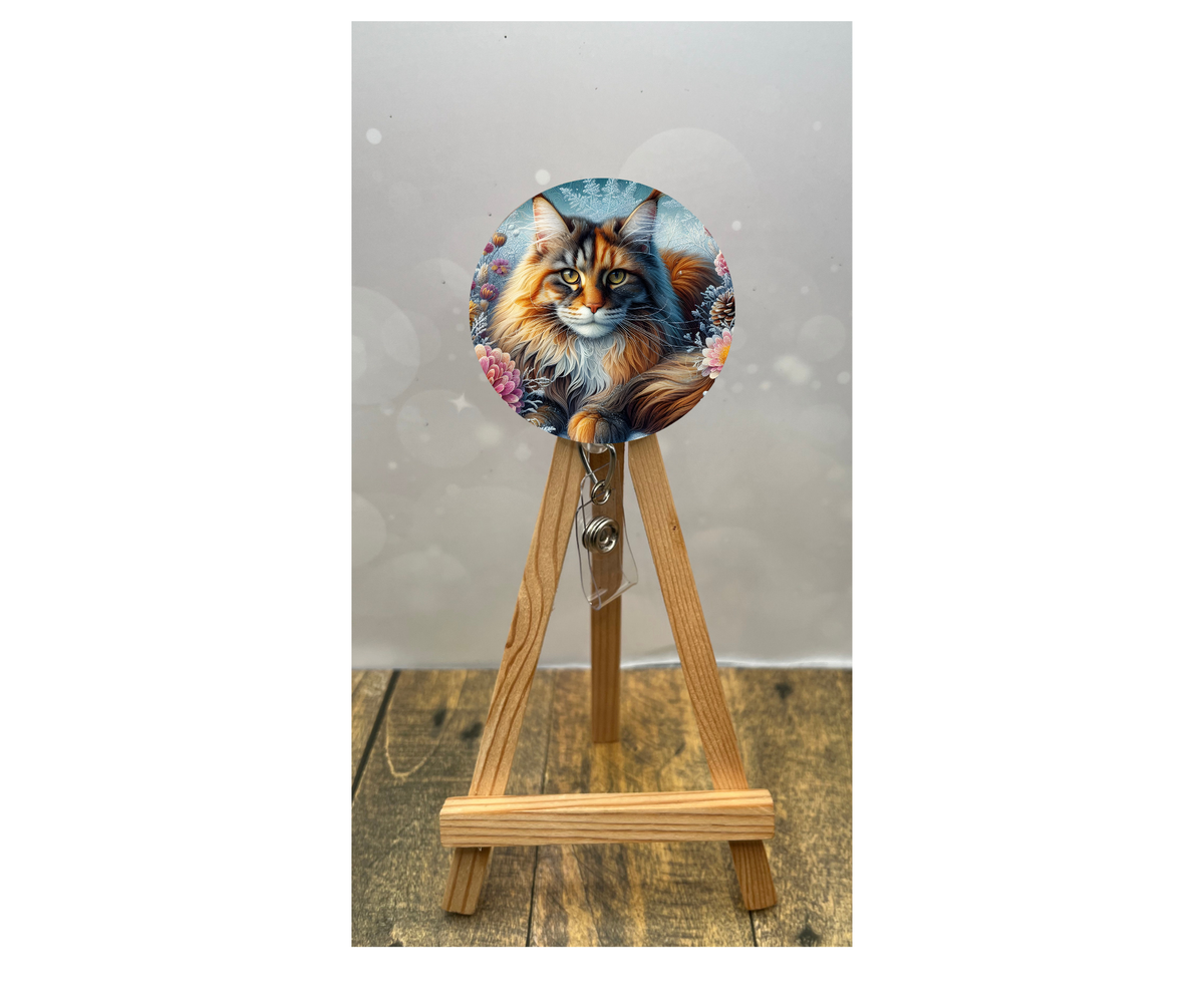 Cat badge pulls. Make every shift a purr‑fect one. Multiple Images available. Add beads or shimmer glitter options. TheCraftNook