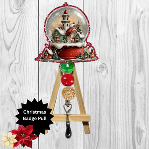 Snow Globe Glitter Badge Pull | Badge Reel TheCraftNook