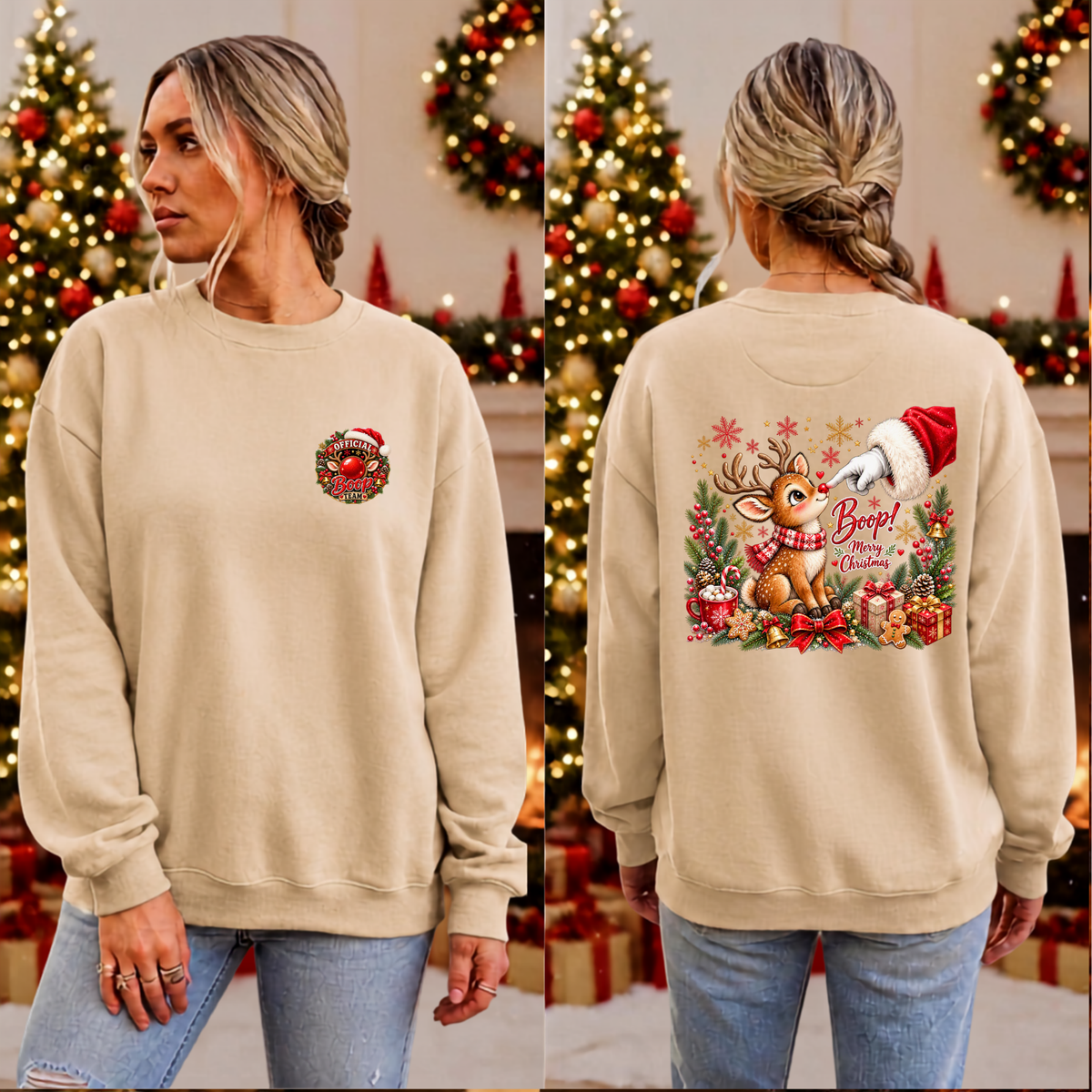 Boop Sweatshirt Pocket and back Graphics TheCraftNook