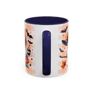 Spooky Season Accent Coffee Mug — Cute Halloween Ghost with Pumpkins (11/15oz) Printify