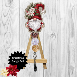 Cute Poinsettia Gnome Badge Pulls TheCraftNook