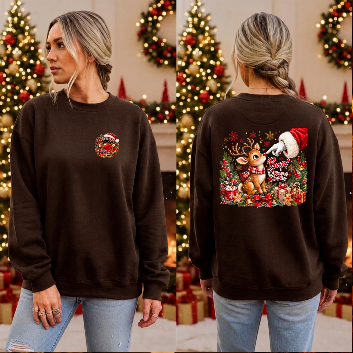 Boop Sweatshirt Pocket and back Graphics TheCraftNook