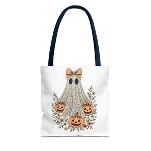Lacey Ghost Halloween Cottagecore Tote Bag Printify