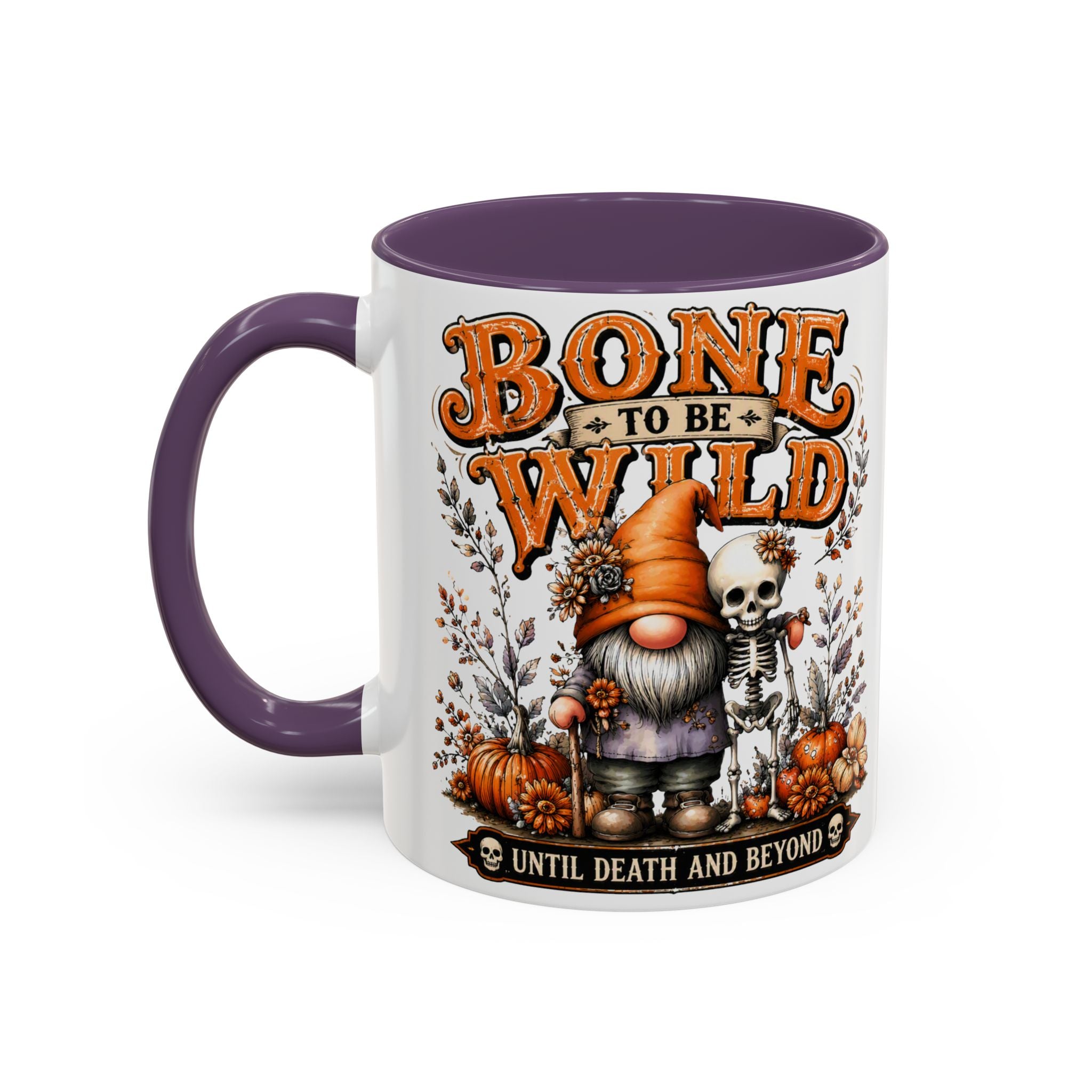 Bone to Be Wild Coffee Mug — Halloween Pumpkin Gnome & Skeleton Accent Mug (11/15oz)