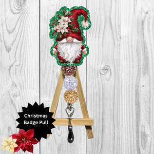 Cute Poinsettia Gnome Badge Pulls TheCraftNook