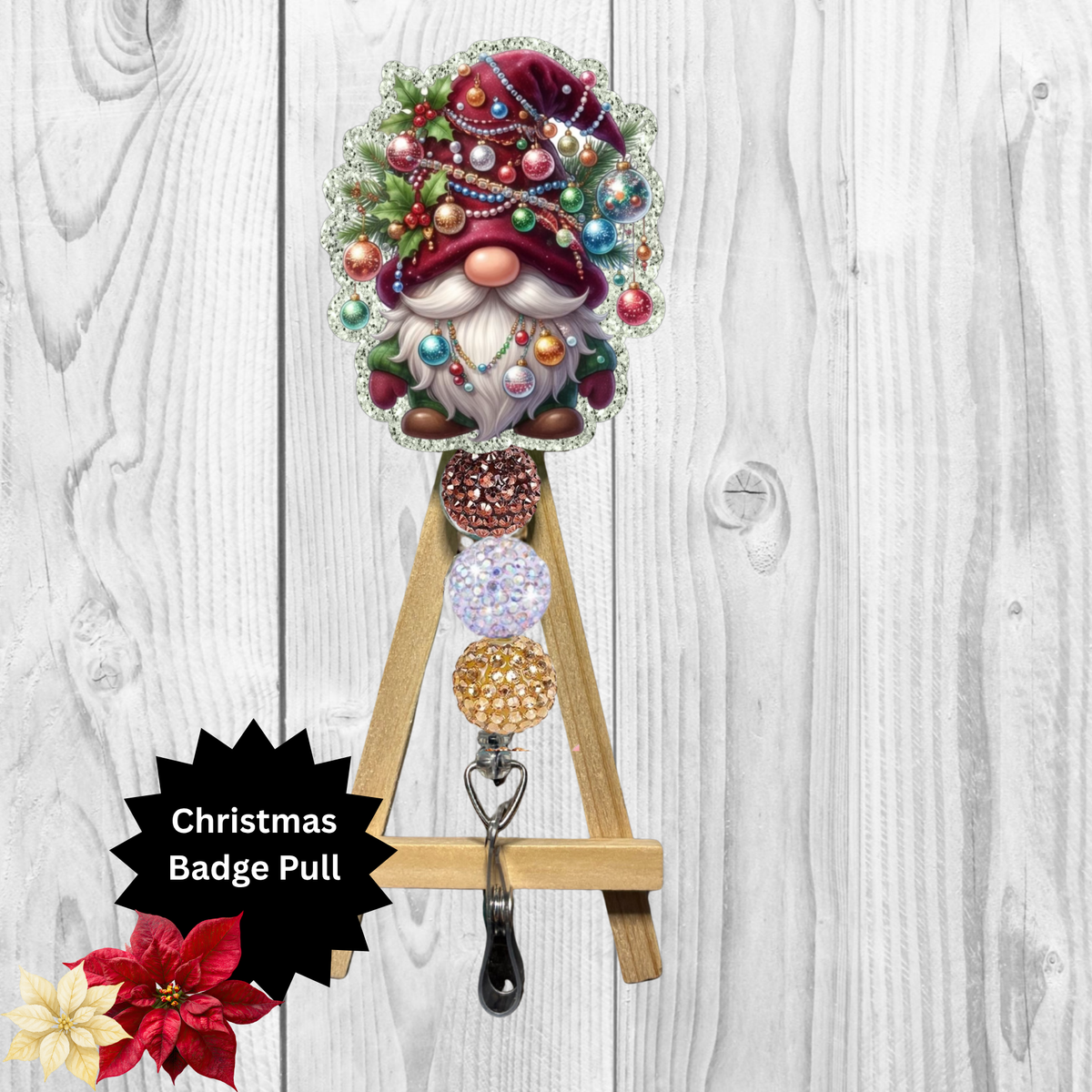 Christmas Light Gnome Badge Pull TheCraftNook