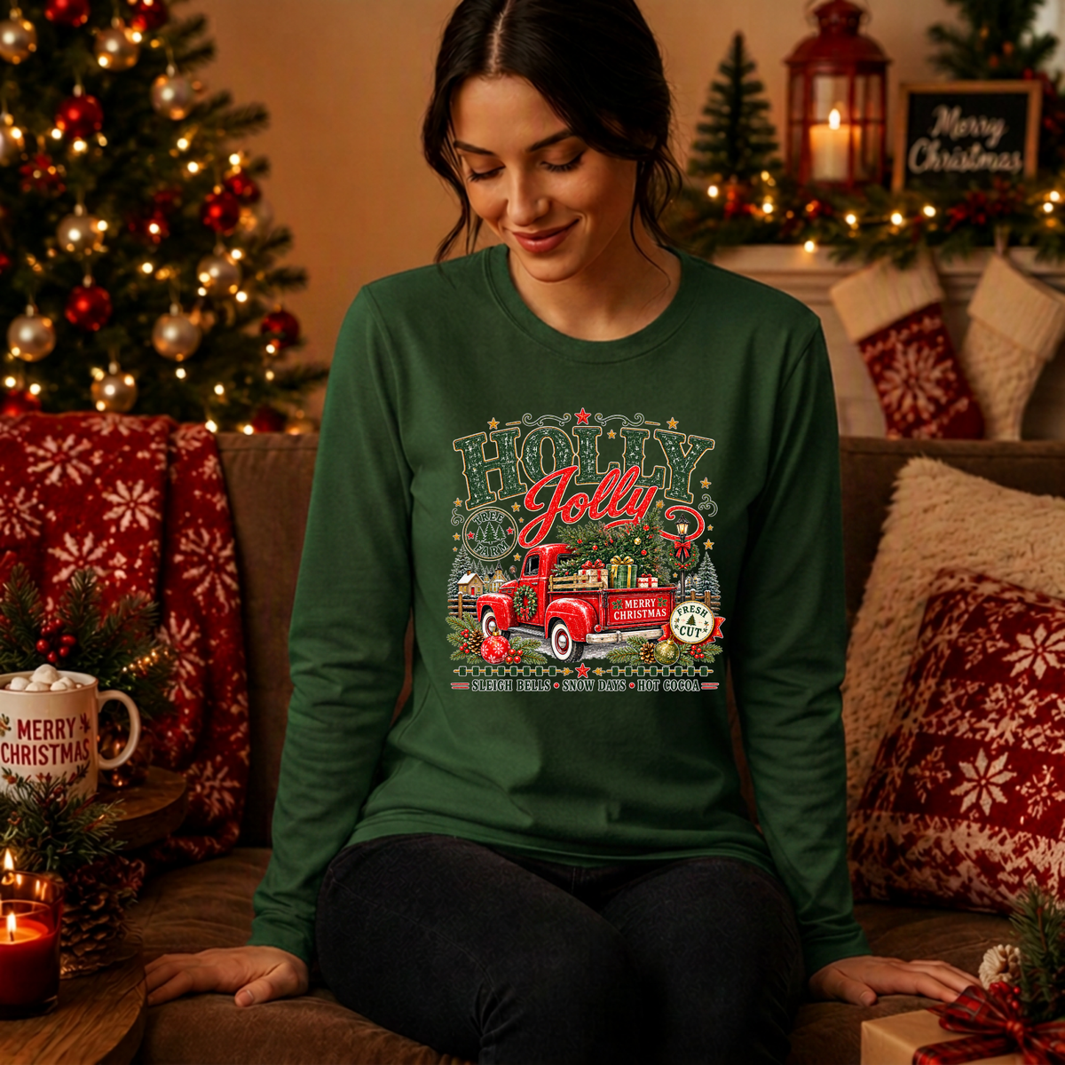 Holly Jolly Farm Long Sleeve Tee TheCraftNook