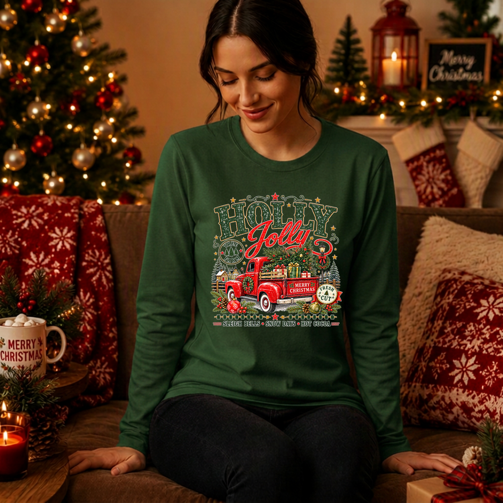 Holly Jolly Farm Long Sleeve Tee TheCraftNook