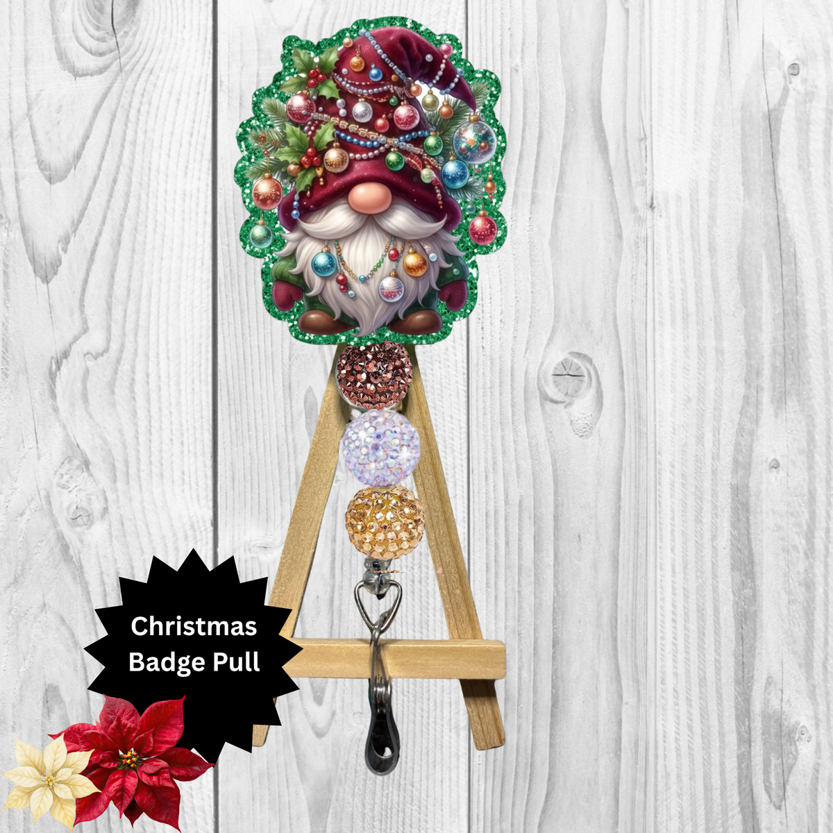 Christmas Light Gnome Badge Pull TheCraftNook