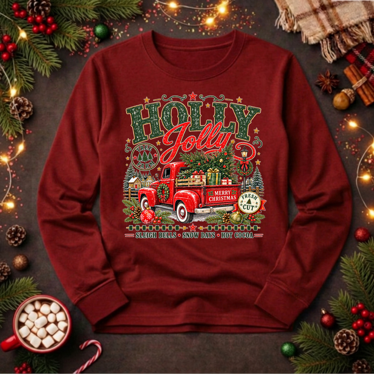 Holly Jolly Farm Long Sleeve Tee TheCraftNook