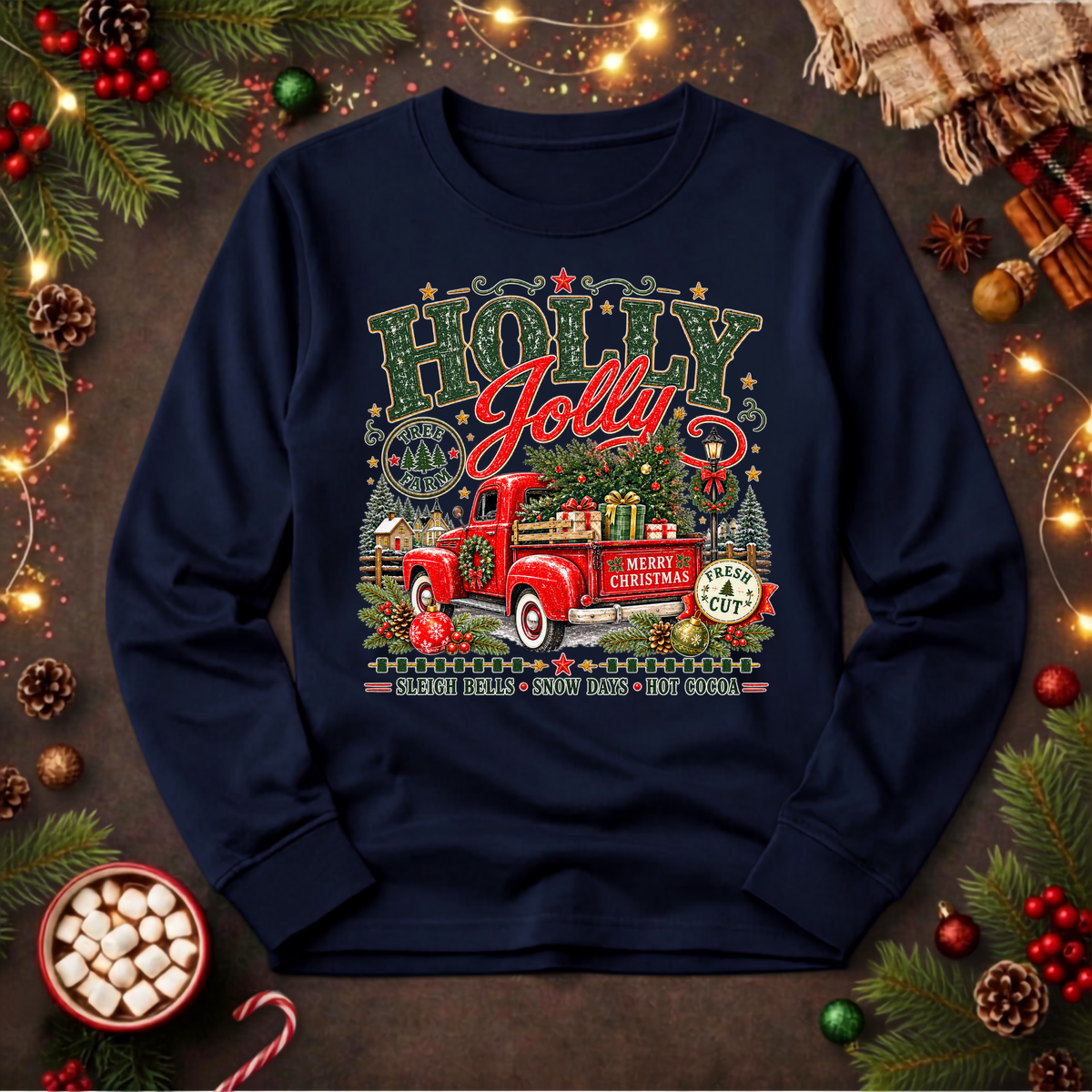 Holly Jolly Farm Long Sleeve Tee TheCraftNook