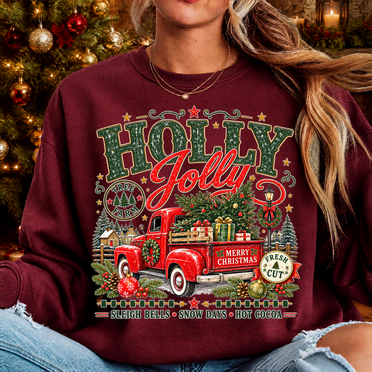 Holly Jolly farm Sweatshirt TheCraftNook