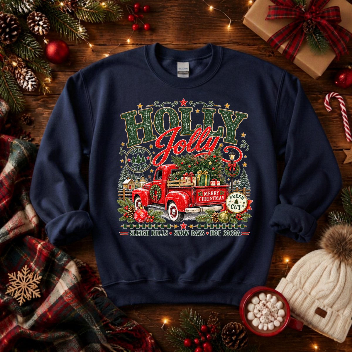Holly Jolly farm Sweatshirt TheCraftNook