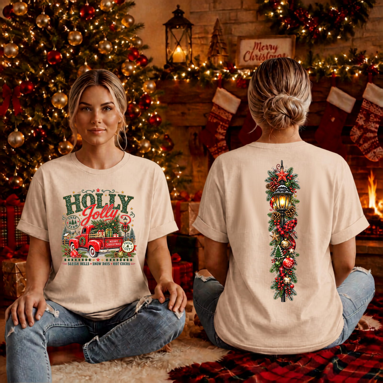 Holly Jooly Farm T-shirt Front and Back Graphics TheCraftNook